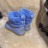 Fur integrated snow boots, genuine leather wool cotton shoes, and fur shoes
