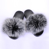 Real fox fur grass fur slippers for women wearing sandals outside