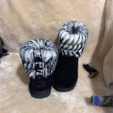 Fur integrated snow boots, genuine leather wool cotton shoes, and fur shoes