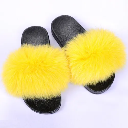 Real fox fur grass fur slippers for women wearing sandals outside