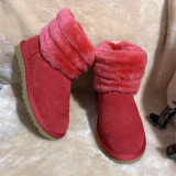 Fur integrated snow boots, genuine leather wool cotton shoes, and fur shoes