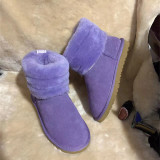 Fur integrated snow boots, genuine leather wool cotton shoes, and fur shoes