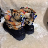 Fur integrated snow boots, genuine leather wool cotton shoes, and fur shoes
