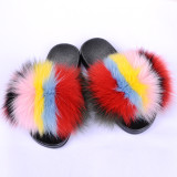 Real fox fur grass fur slippers for women wearing sandals outside