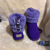 Fur integrated snow boots, genuine leather wool cotton shoes, and fur shoes