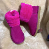Fur integrated snow boots, genuine leather wool cotton shoes, and fur shoes
