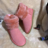 Fur integrated snow boots, genuine leather wool cotton shoes, and fur shoes