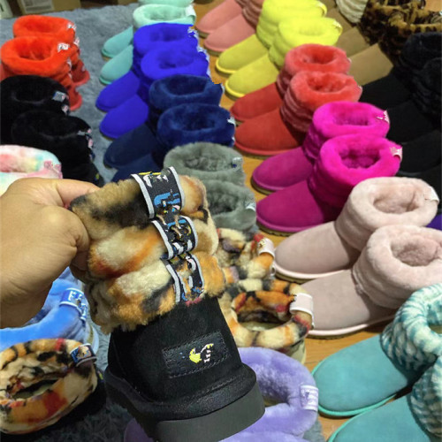 Fur integrated snow boots, genuine leather wool cotton shoes, and fur shoes