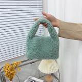 Handheld lamb wool bag, crossbody small square bag