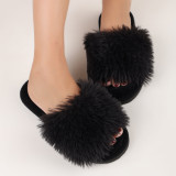 Cotton slippers with long fur in winter