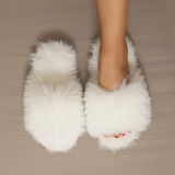 Cotton slippers with long fur in winter