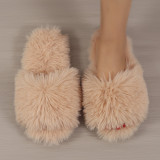 Cotton slippers with long fur in winter