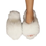 Cotton slippers with long fur in winter