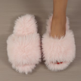 Cotton slippers with long fur in winter
