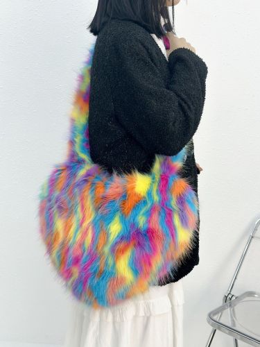 Imitation fox fur heart-shaped fur bag