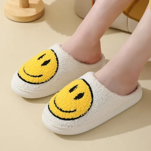 Smiling cotton slippers for warmth