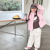 Children's handsome windproof and wrinkle resistant outdoor hooded jacket top