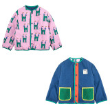 Colorful spliced cotton jacket with double-sided wear
