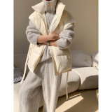 Half zip casual polo collar pullover sweater top wide leg pants two-piece set