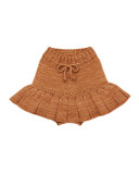 Retro style children's lapel knit sweater and short skirt set
