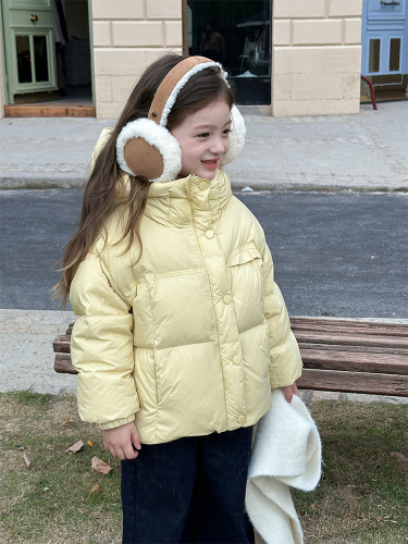 Girls' high-quality 90 white duck down thick warm windproof down jacket