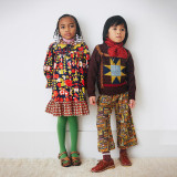 Children's sweater embroidery knitted cardigan half skirt long pants set
