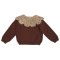 Wine red petal collar sweater