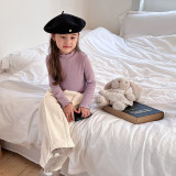 Girl's sweet cashmere lace base sweater top