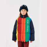 Colorful spliced cotton jacket with double-sided wear