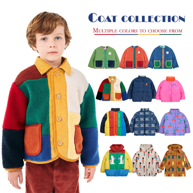 Colorful spliced cotton jacket with double-sided wear