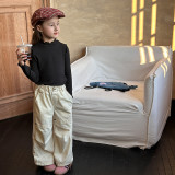 Top girl's black fungus lace base shirt