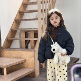 Girls' 90 white duck down short hooded down jacket