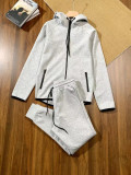 Men's hooded sports casual jacket, long pants, and sweatpants set