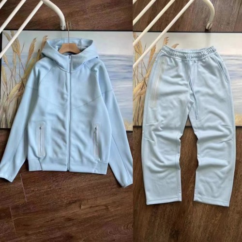Sports air layer hooded jacket jacket and sweatpants wide leg pants set 454 and 461