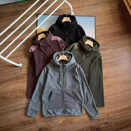 Sports hooded zipper fleece jacket jacket