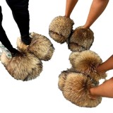Real raccoon fur slippers, all fur fur slippers