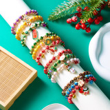 Christmas Tree, Santa Claus, Snowman, Handmade, Three Piece Set, Beaded Combination Bracelet, Female