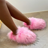 Imitation raccoon slippers imitation wool soled slippers hairy shoes