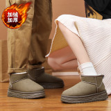 Snow boots for couples, leather top, midsole, thick soled cotton boots