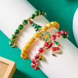 Christmas Tree, Santa Claus, Snowman, Handmade, Three Piece Set, Beaded Combination Bracelet, Female