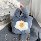 Children's mini phone bag imitation rabbit fur carrying chain
