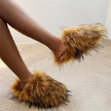Imitation raccoon slippers imitation wool soled slippers hairy shoes
