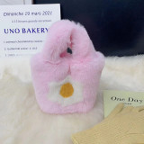 Children's mini phone bag imitation rabbit fur carrying chain