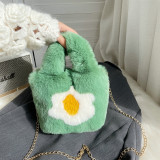 Children's mini phone bag imitation rabbit fur carrying chain