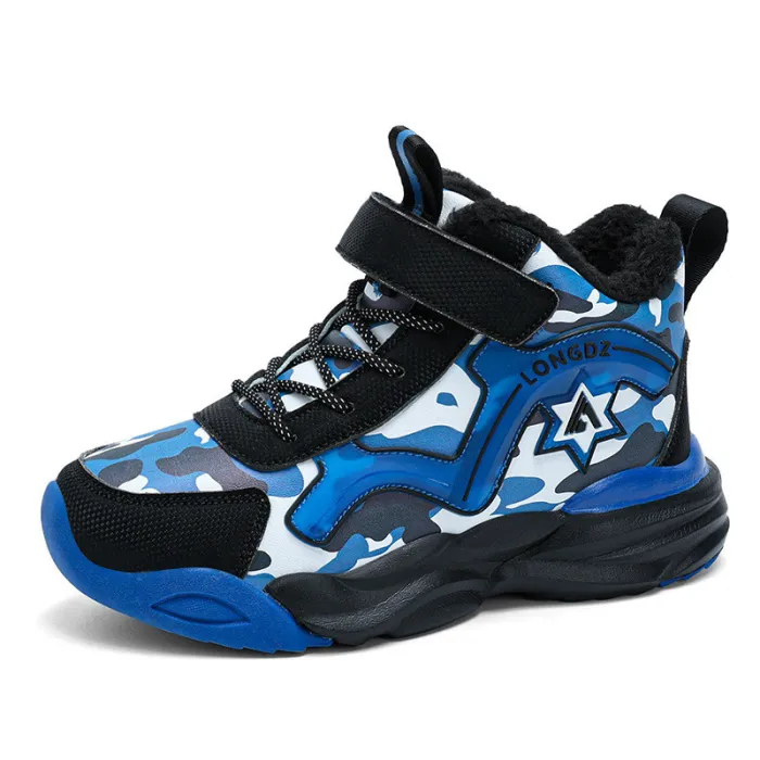 Boys' plush thick sports cotton shoes for middle-aged children