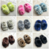 Real raccoon fur slippers, all fur fur slippers