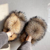 Real raccoon fur slippers, all fur fur slippers
