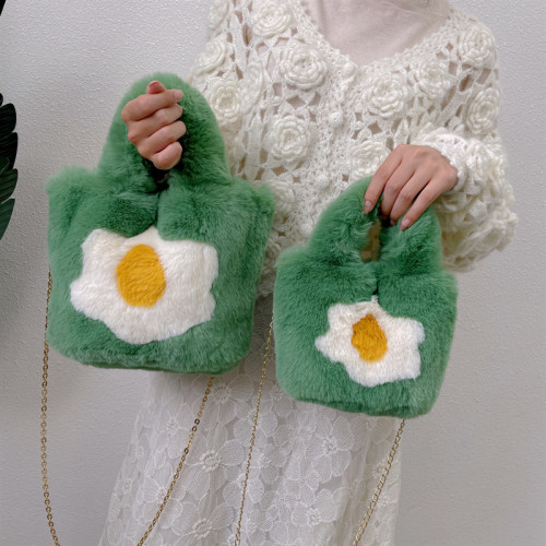 Children's mini phone bag imitation rabbit fur carrying chain