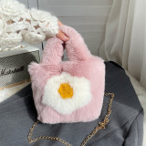 Children's mini phone bag imitation rabbit fur carrying chain