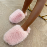 Imitation raccoon slippers imitation wool soled slippers hairy shoes